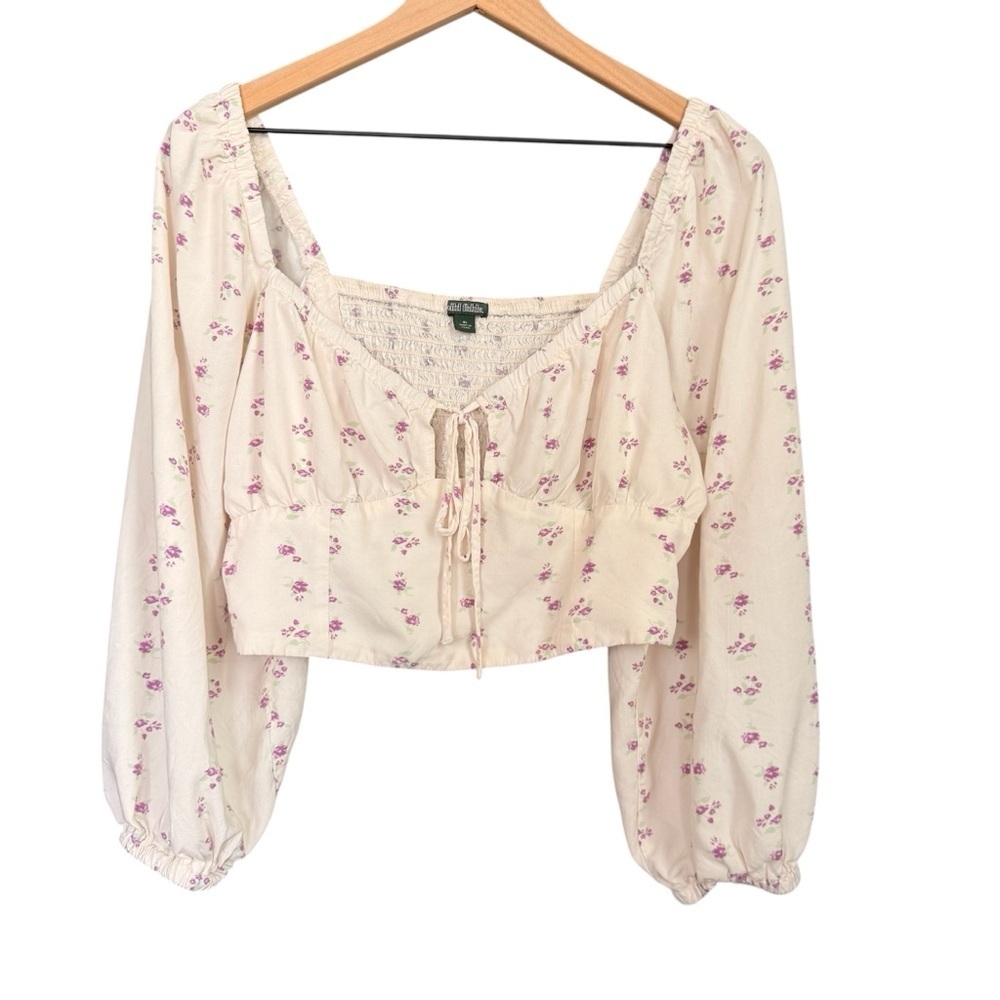 Floral Cream Top with Lavender Accents